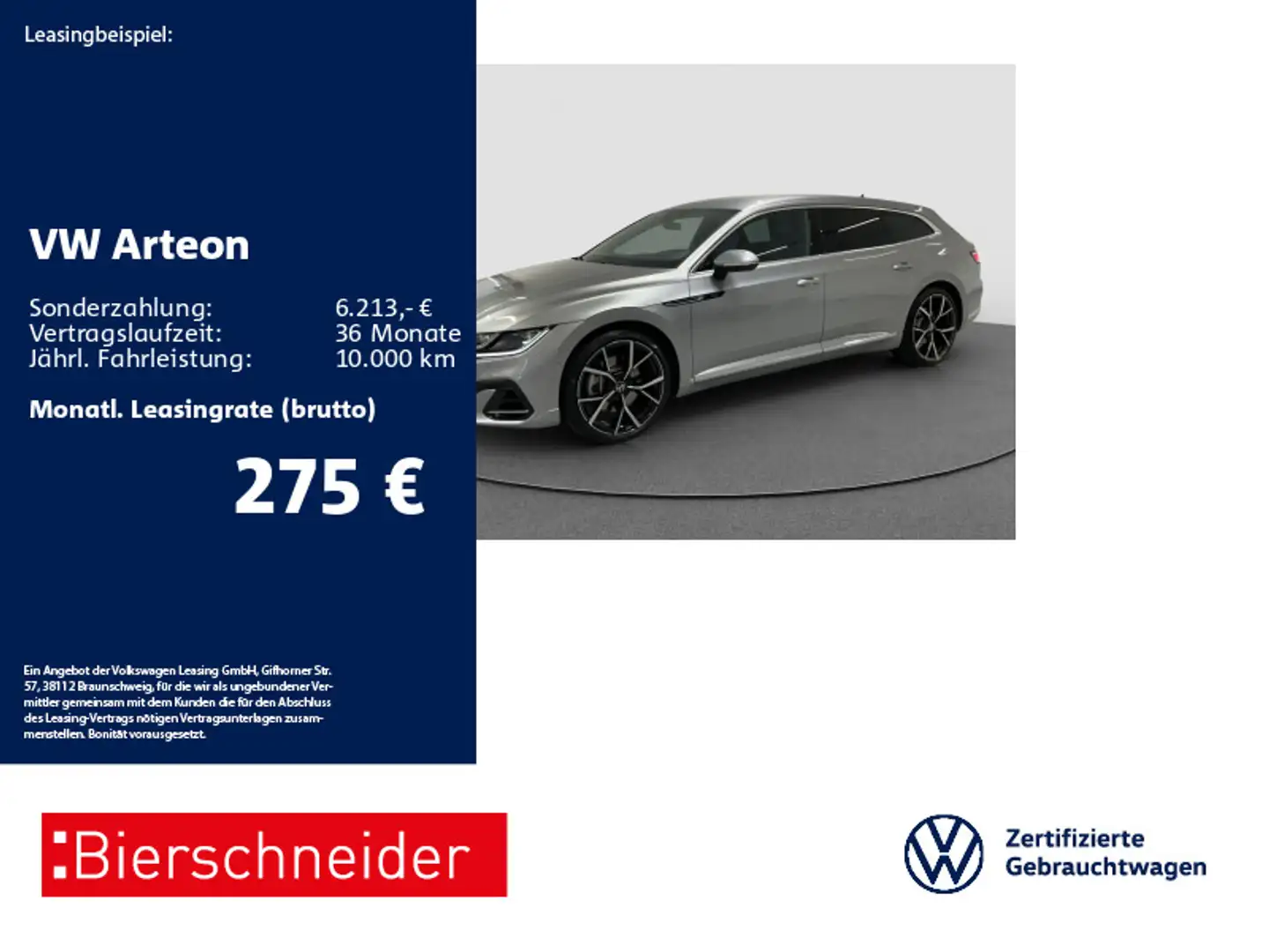Volkswagen Arteon SB 2.0 TSI DSG 4Mo R-Line AHK LEDER STAND Silber - 1