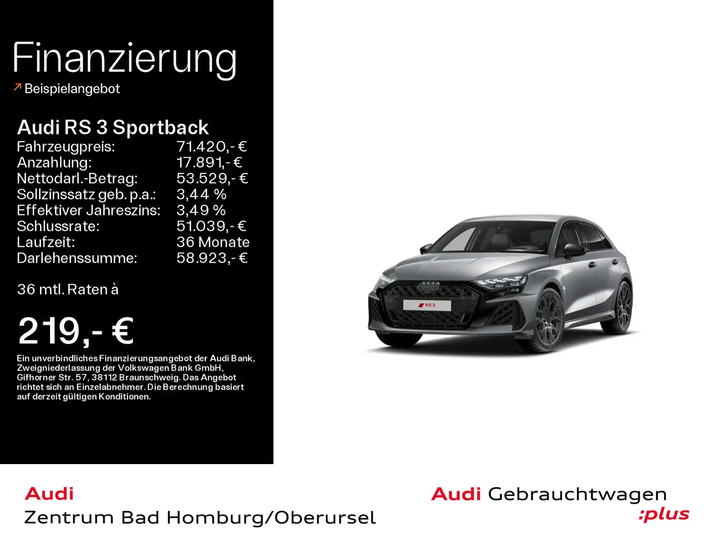 Audi RS3 quattro*HUD*SONOS*PDC*Virtual Coc Grau - 1