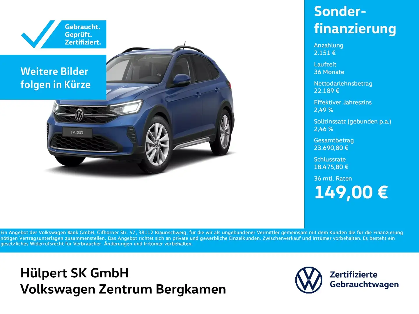 Volkswagen Taigo 1.5 MOVE LM17 CARPLAY SITZHEIZUNG LED DAB+ Blau - 1