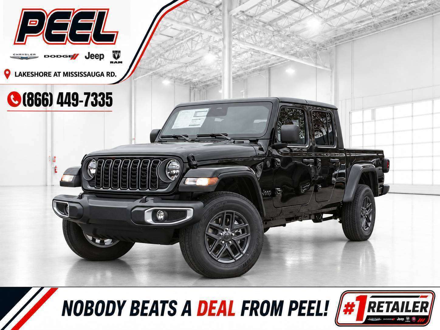 Black 2027 Jeep Gladiator Pickup Truck Four-Wheel Drive 