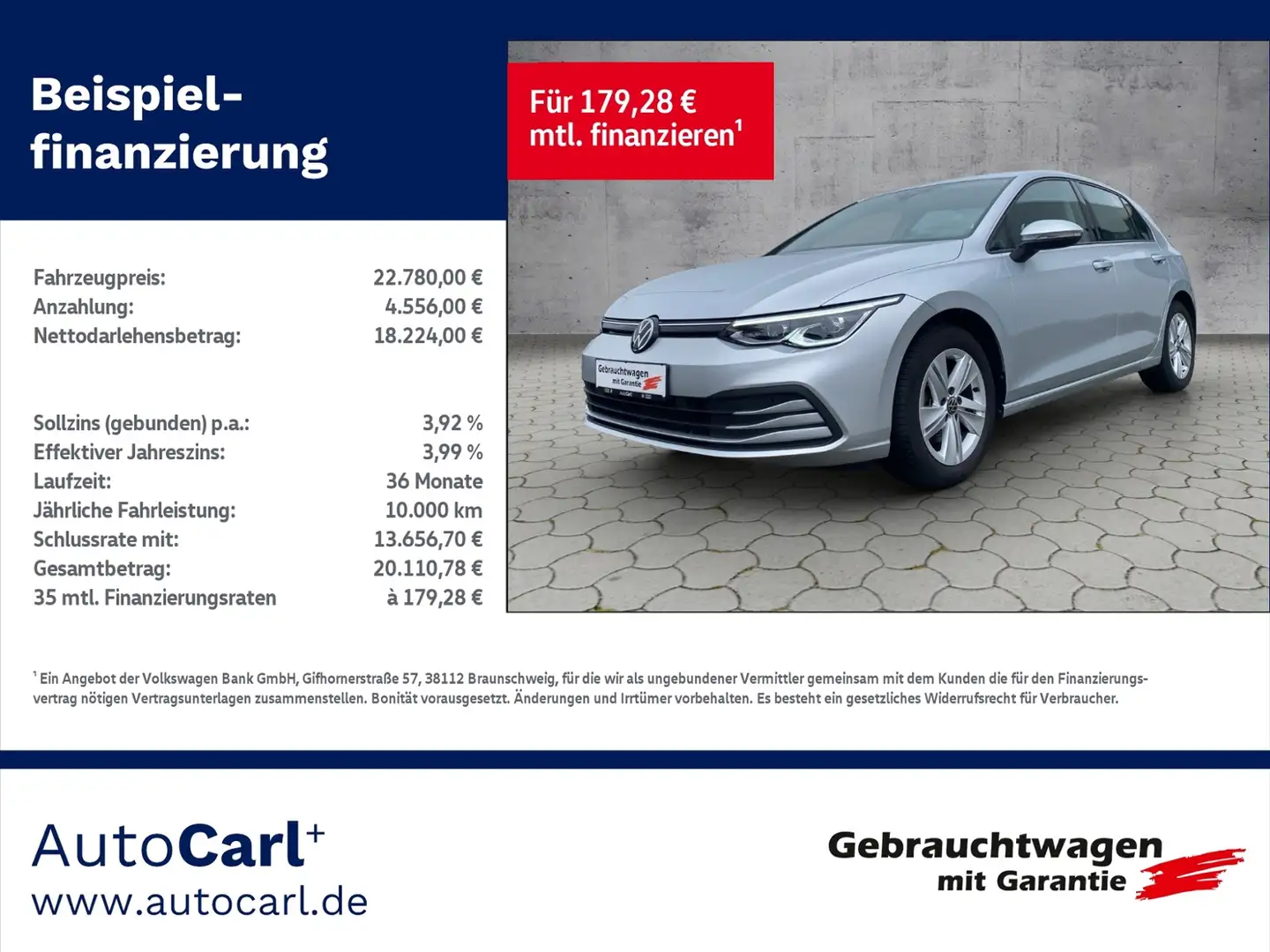 Volkswagen Golf VIII Life 1.5 TSI BusinessPrem./LED+ KLIMA LED NA Silber - 1