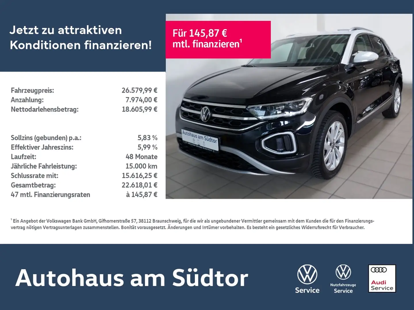 Volkswagen T-Roc Style 1.5 TSI | LED RFK ACC Navi App Schwarz - 1