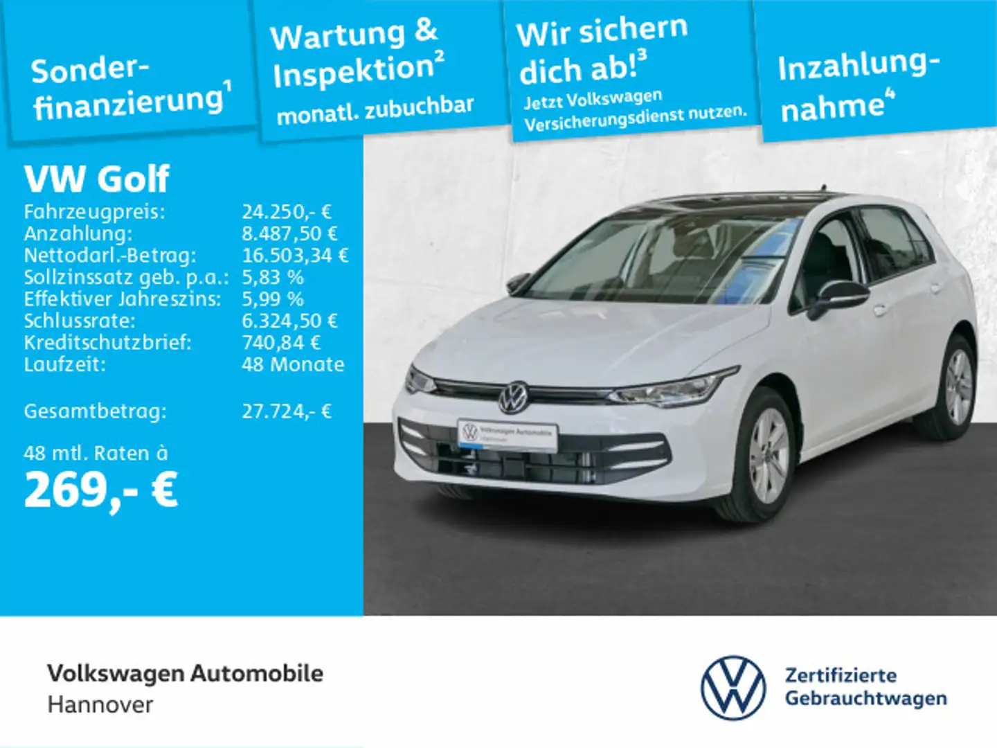 Volkswagen Golf VIII 1,5 l TSI Life Navi AHK LED Gig Cockpi Weiß - 1