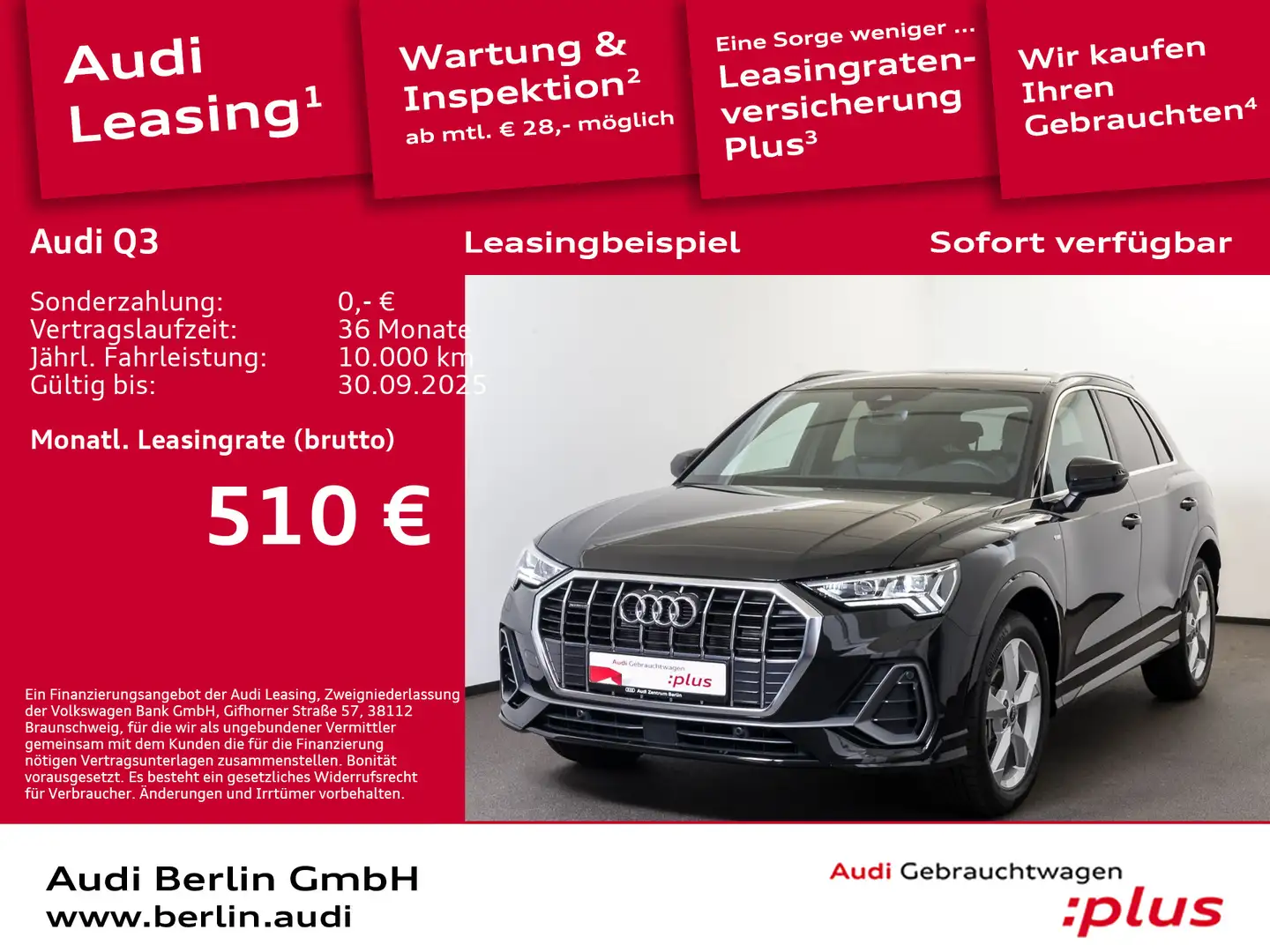 Audi Q3 S line 40 TFSI qu.S tr. AHK RFK MATRIX NAVI Schwarz - 1