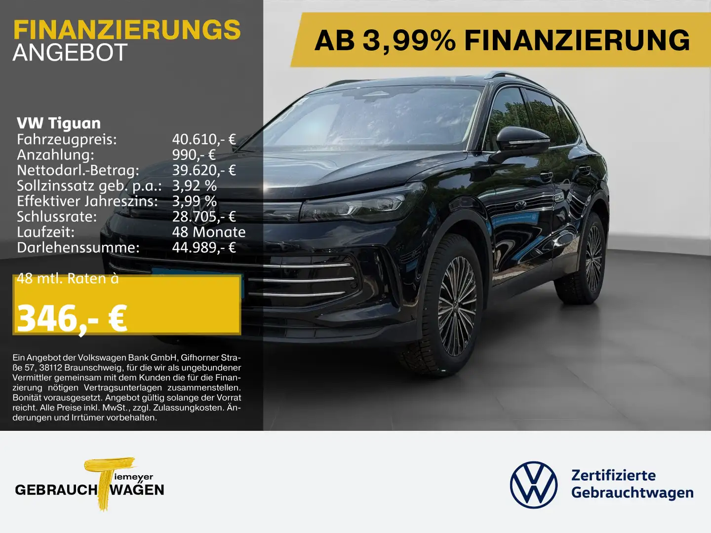 Volkswagen Tiguan 2.0 TDI DSG ELEGANCE NEUES MODELL IQ.LIGH Schwarz - 1