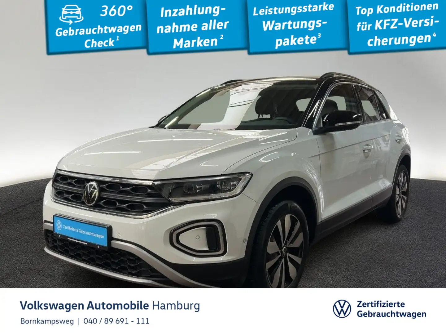 Volkswagen T-Roc 2.0 TDI Goal DSG AHK ACC App Connect Navi Weiß - 1