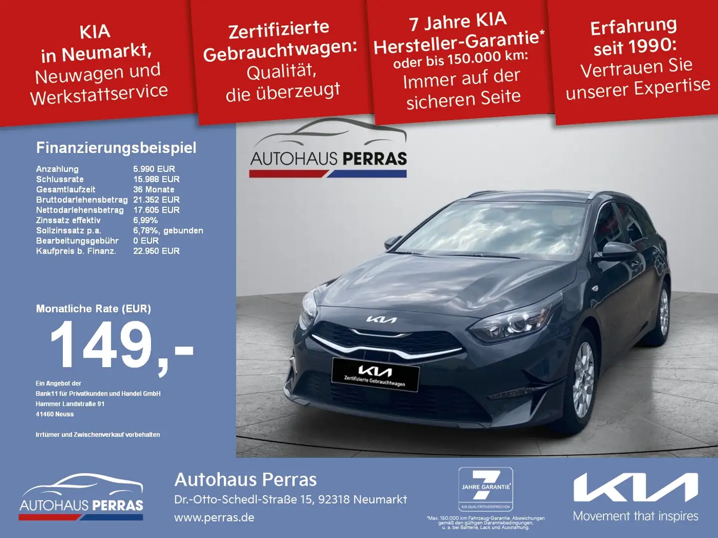 Kia Ceed SW / cee'd SW Ceed SW 1.5 T-GDI DCT7 Vision Navi Komfort Carpla Grau - 1