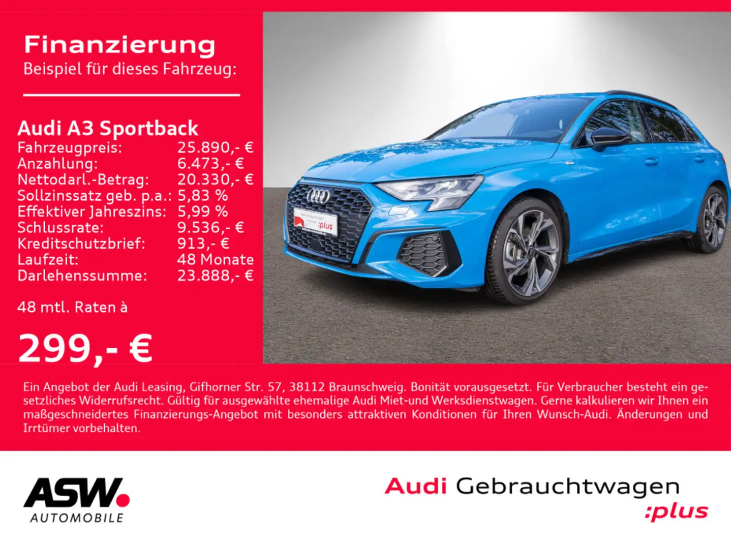 Audi A3 S line 30TDI LED GRA PDC SHZ VC Blau - 1