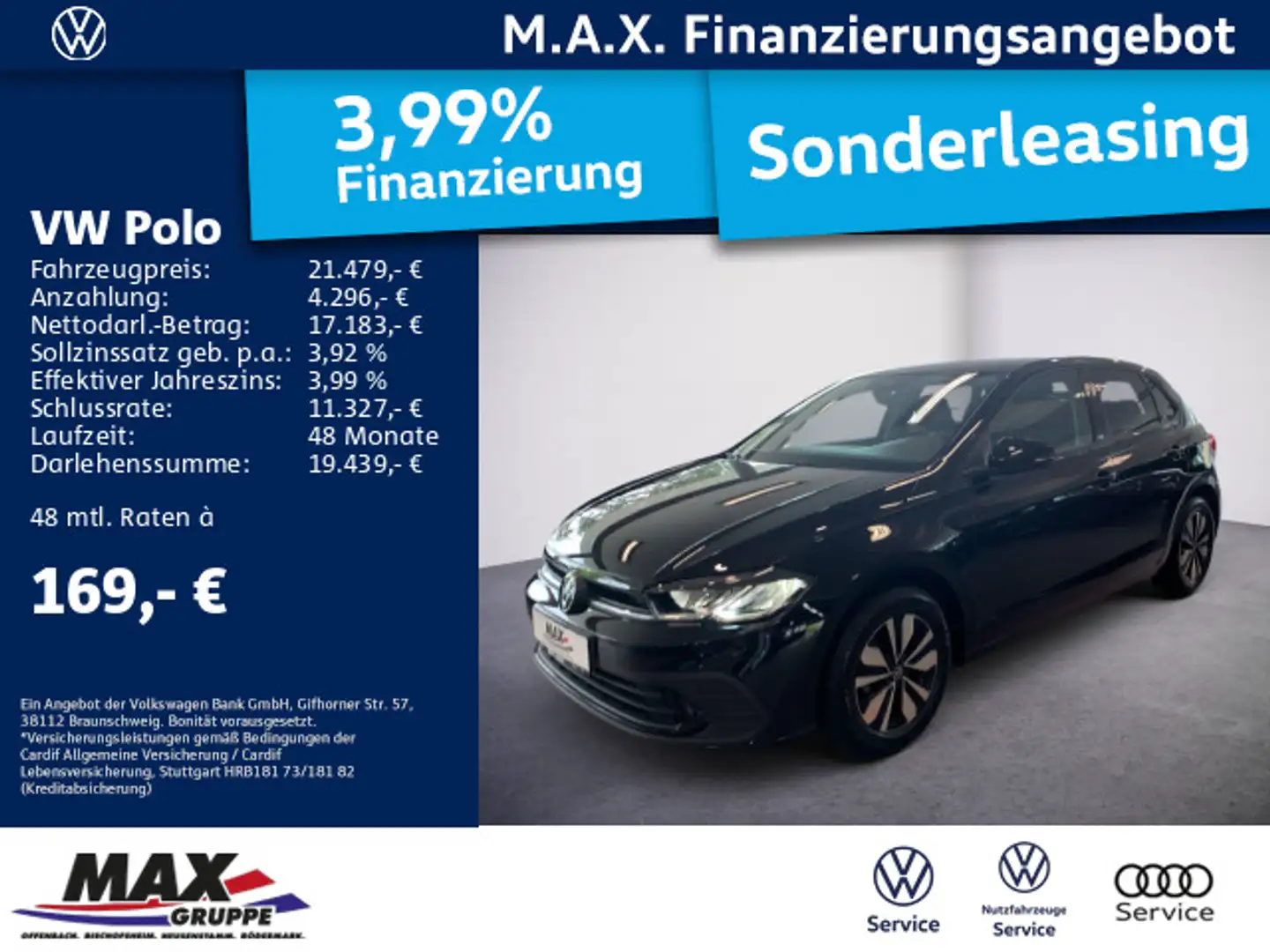 Volkswagen Polo 1.0 TSI MOVE LED+KAMERA+AHK+DCP+NAV+APP+ACC Schwarz - 1