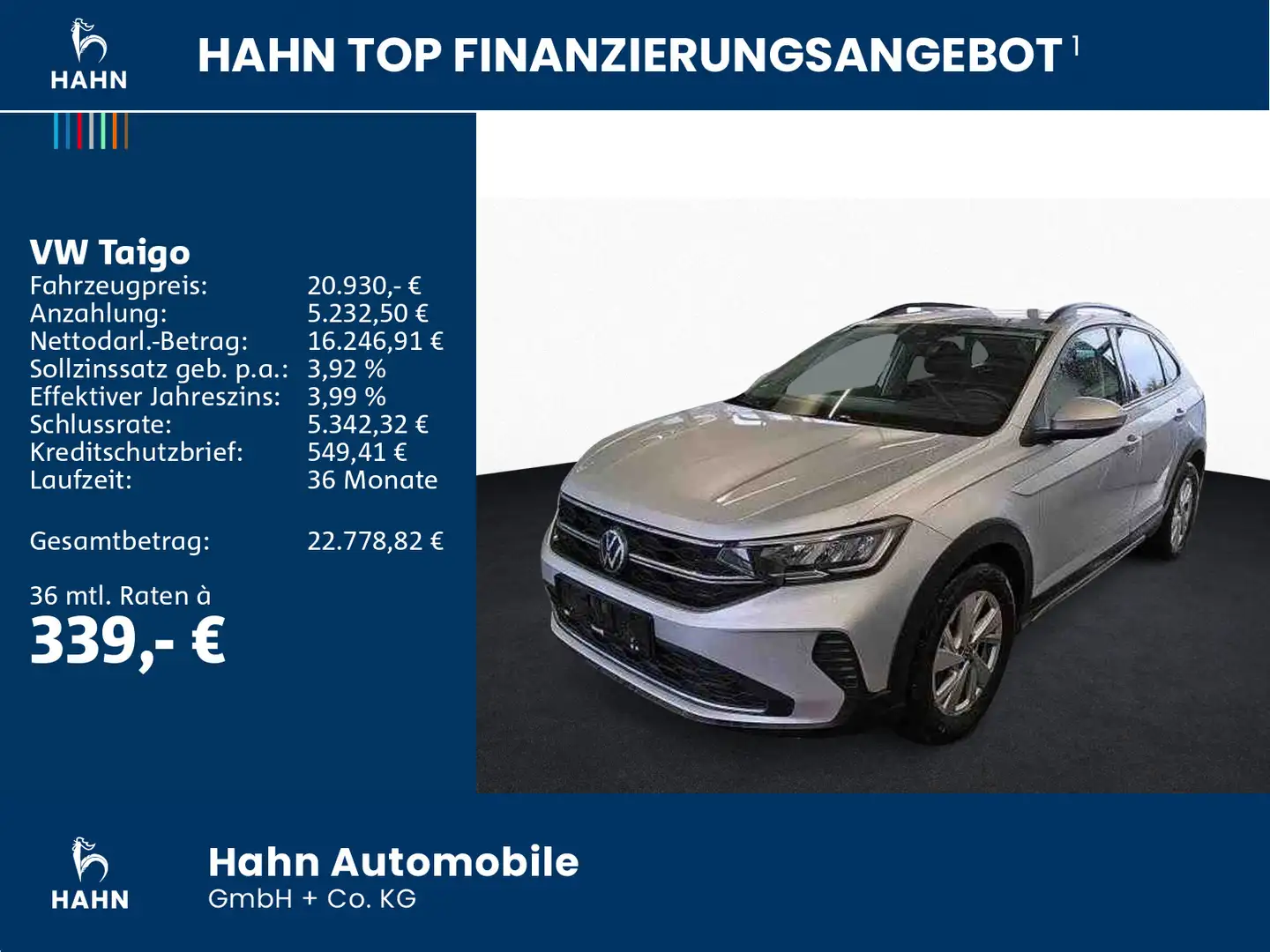 Volkswagen Taigo 1.0 TSI Life Navi AHK LED CAM Sitzheizung Silber - 2