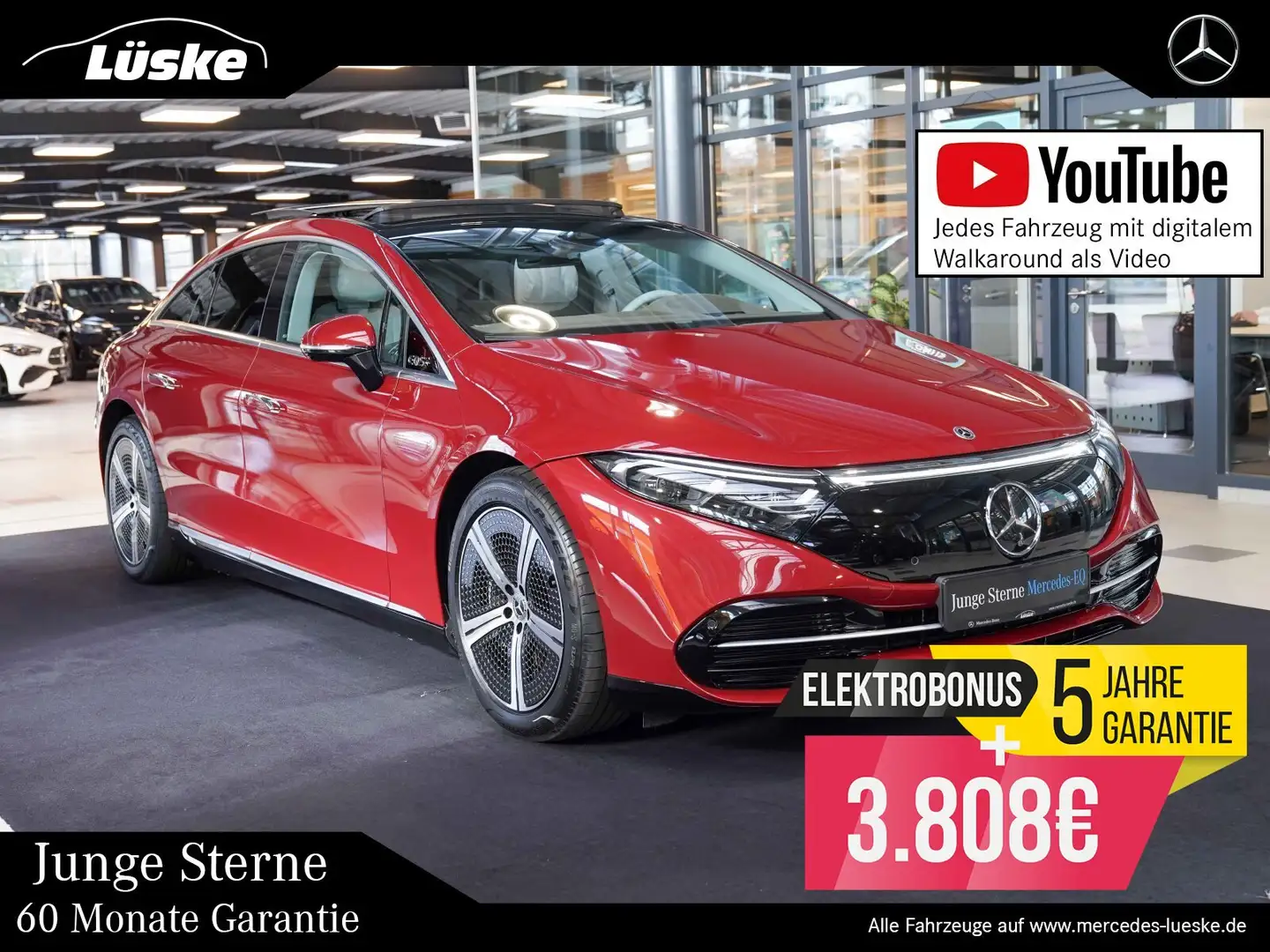 Mercedes-Benz EQS EQS 450+ HYPERSCREEN nevagrau Sitzklima Pano AHK Rot - 1