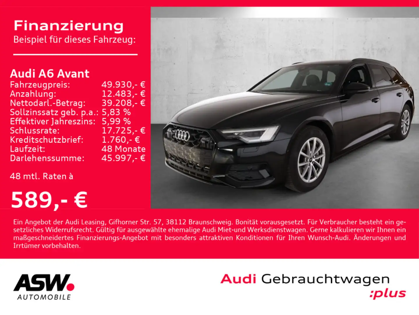 Audi A6 advanced 40TDI quattro Stroni LEDER RFK Schwarz - 1
