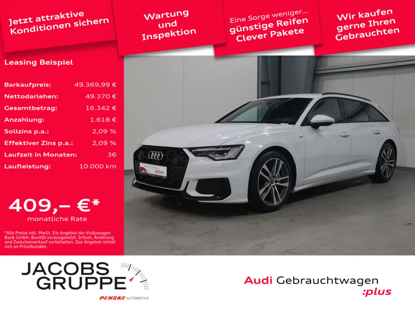 Audi A6 Avant 40 TDI S line Matrix*R-Kamera*TopView * Weiß - 1