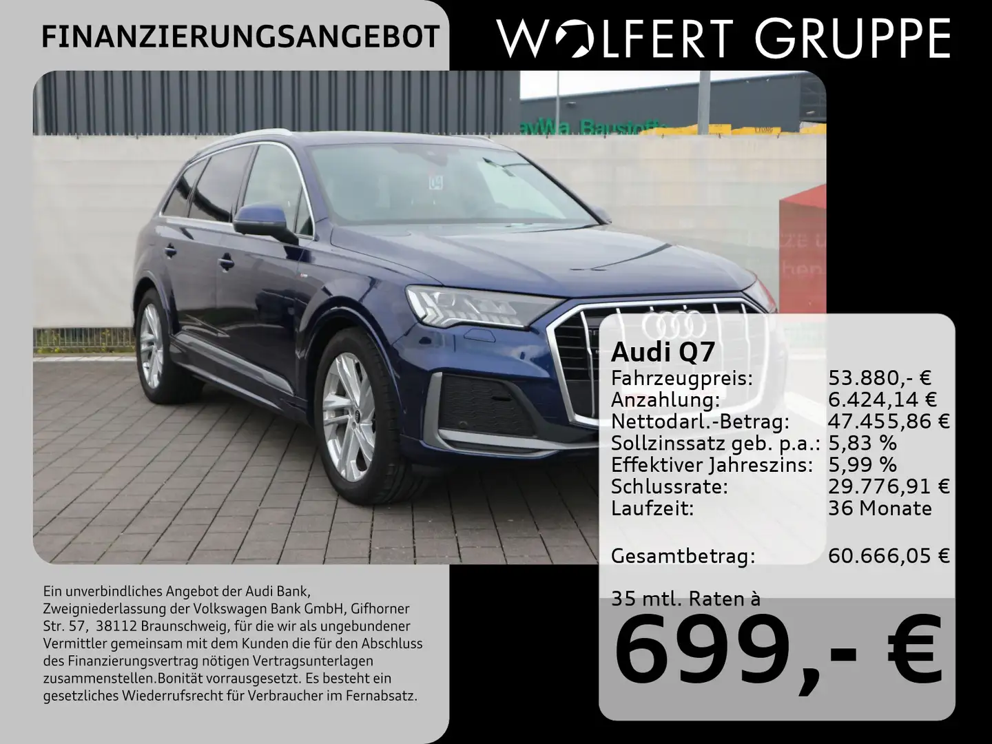 Audi Q7 S line 50 TDI quattro 7-SITZER*ACC*360°*PANO Blau - 1