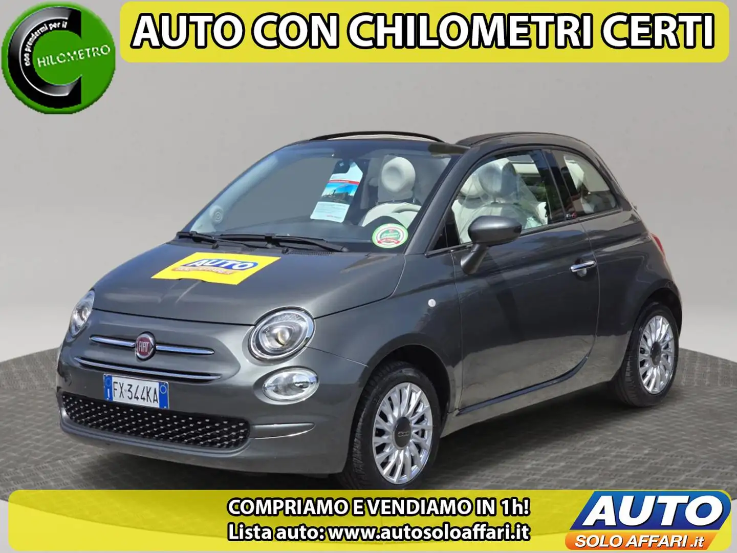 Fiat 500C 1.2 LOUNGE EU6D 74.000KM CAMBIO AUTOMATICO CABRIO Gris - 2