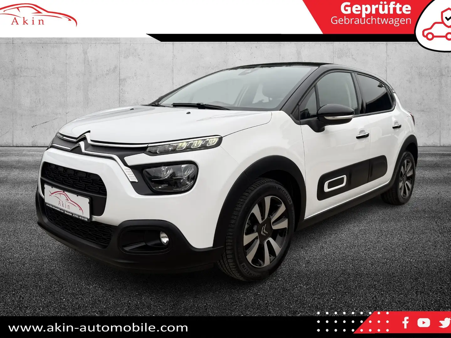 Citroen C3 LED/KEYLESS/PDC/NAVI/TEMP./ACC/CARPLAY Weiß - 1