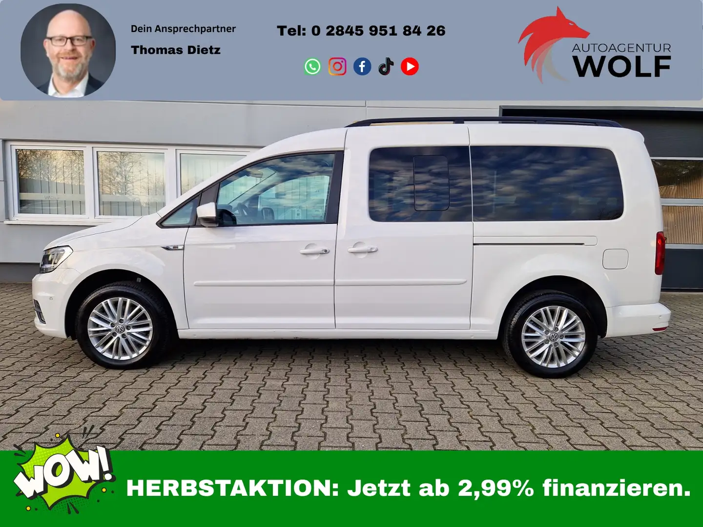Volkswagen Caddy 7-Sitzer 2.0TDI*AHK*Kamera Weiß - 1
