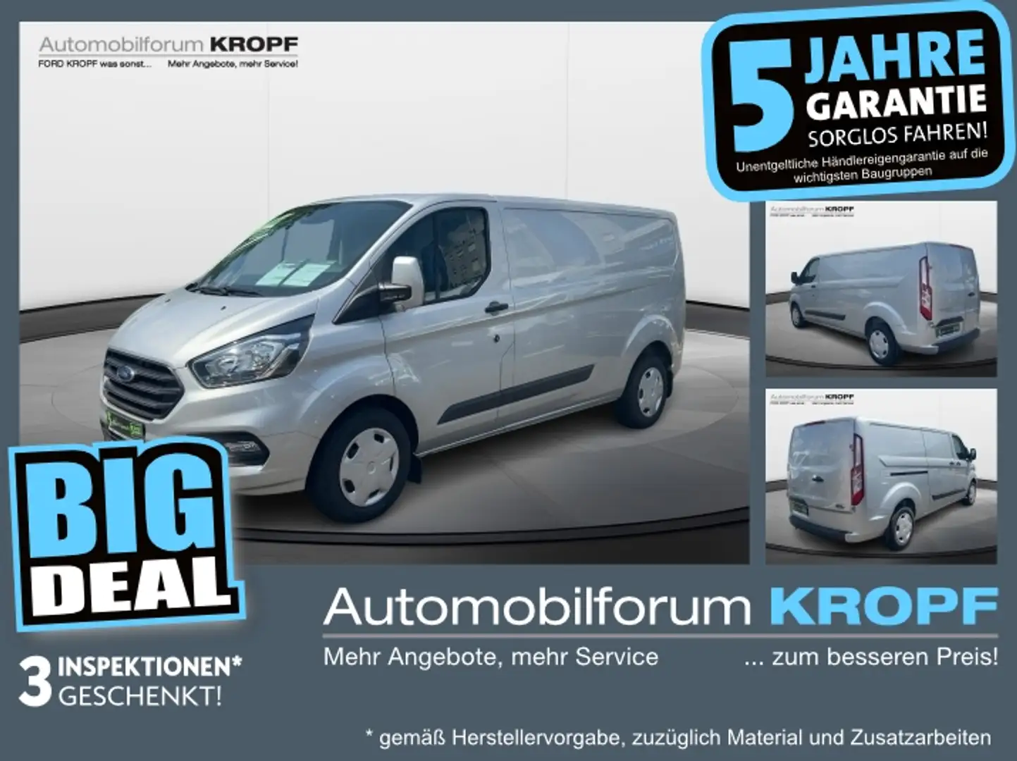 Ford Transit Custom 2.0 TDCi 320 L2 AUTOM KLIMA PPS Silber - 1