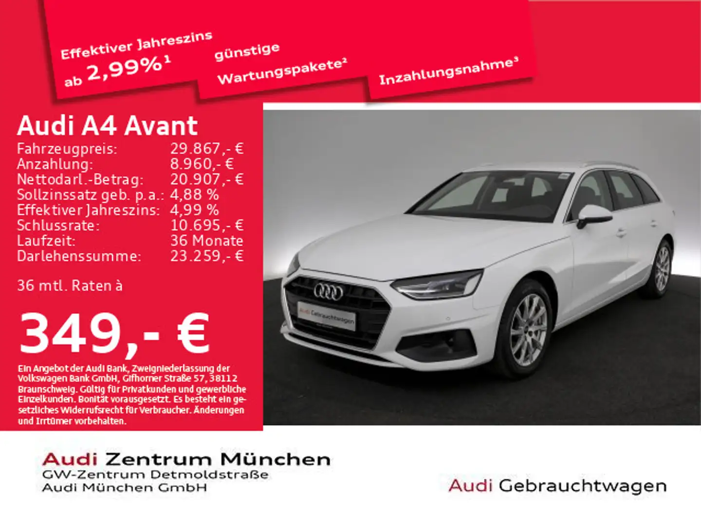 Audi A4 40 TDI S tronic AHK/Navi+/PDC+ Weiß - 1