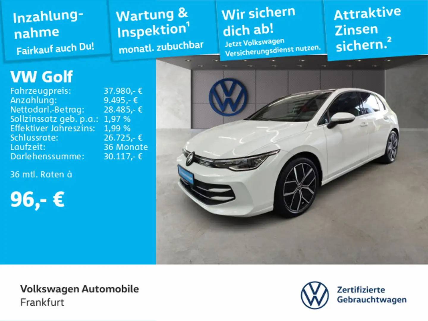 Volkswagen Golf VIII 1.5 eTSI DSG Style Navi IQ.Light DAB+ FrontAs Weiß - 1