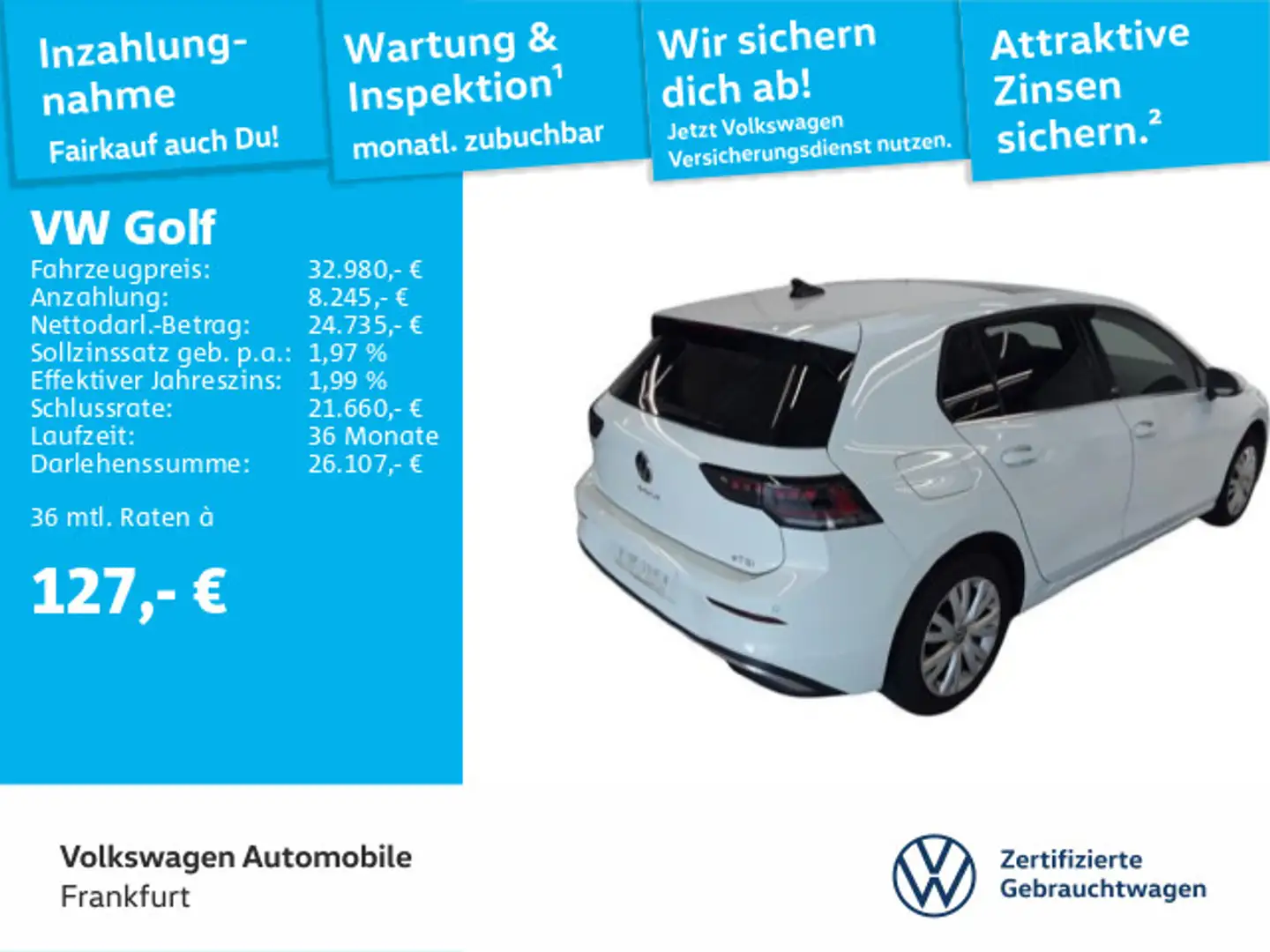 Volkswagen Golf VIII 1.5 eTSI DSG Style Navi IQ.Light DAB+ FrontAs Weiß - 2