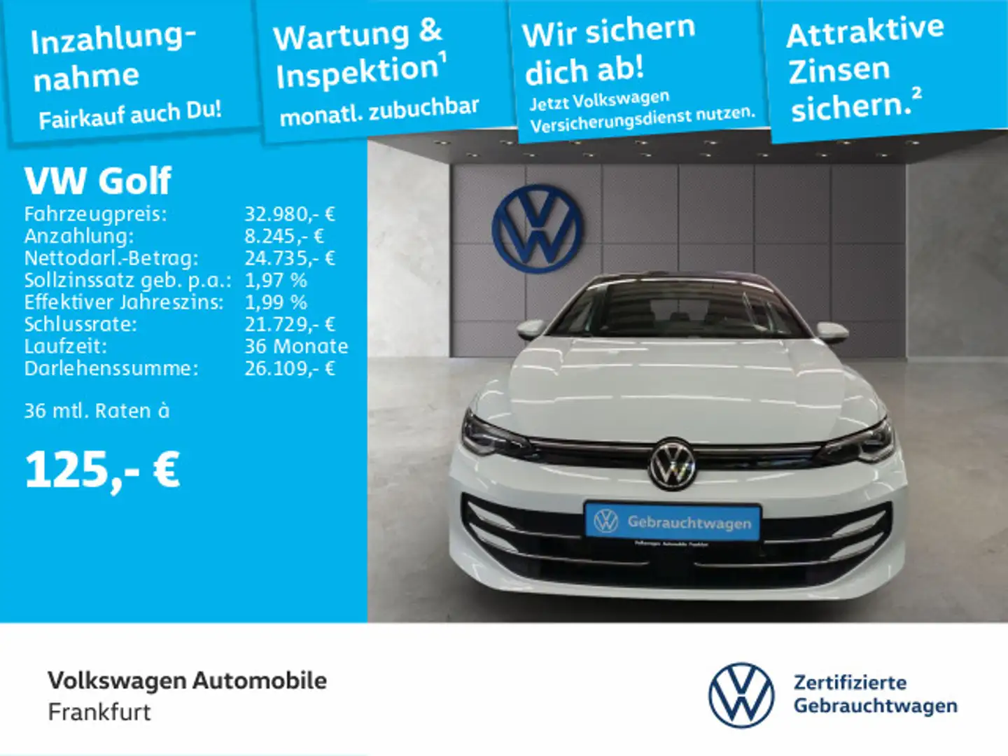 Volkswagen Golf VIII 1.5 eTSI DSG Style Navi IQ.Light DAB+ FrontAs Weiß - 2