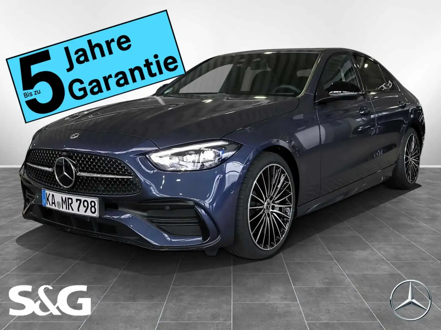 Mercedes-Benz C 220 d 4M AMG MBUX+360°+DIG-LED+Schiebedach+AHK Синій - 1