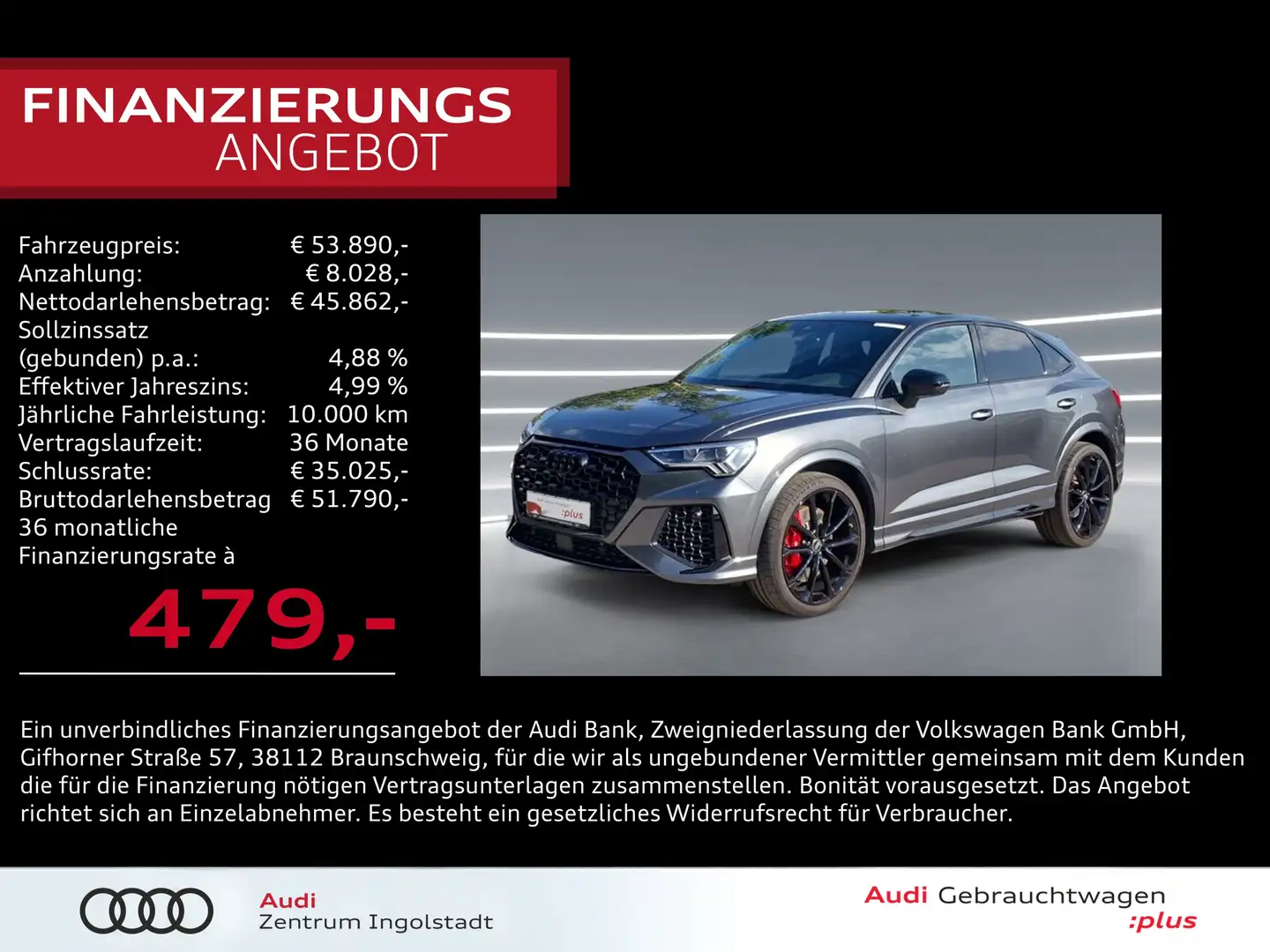 Audi RS Q3 Sportback Pano RS-AGA RS-Sitze 280km/h 21" Сірий - 1