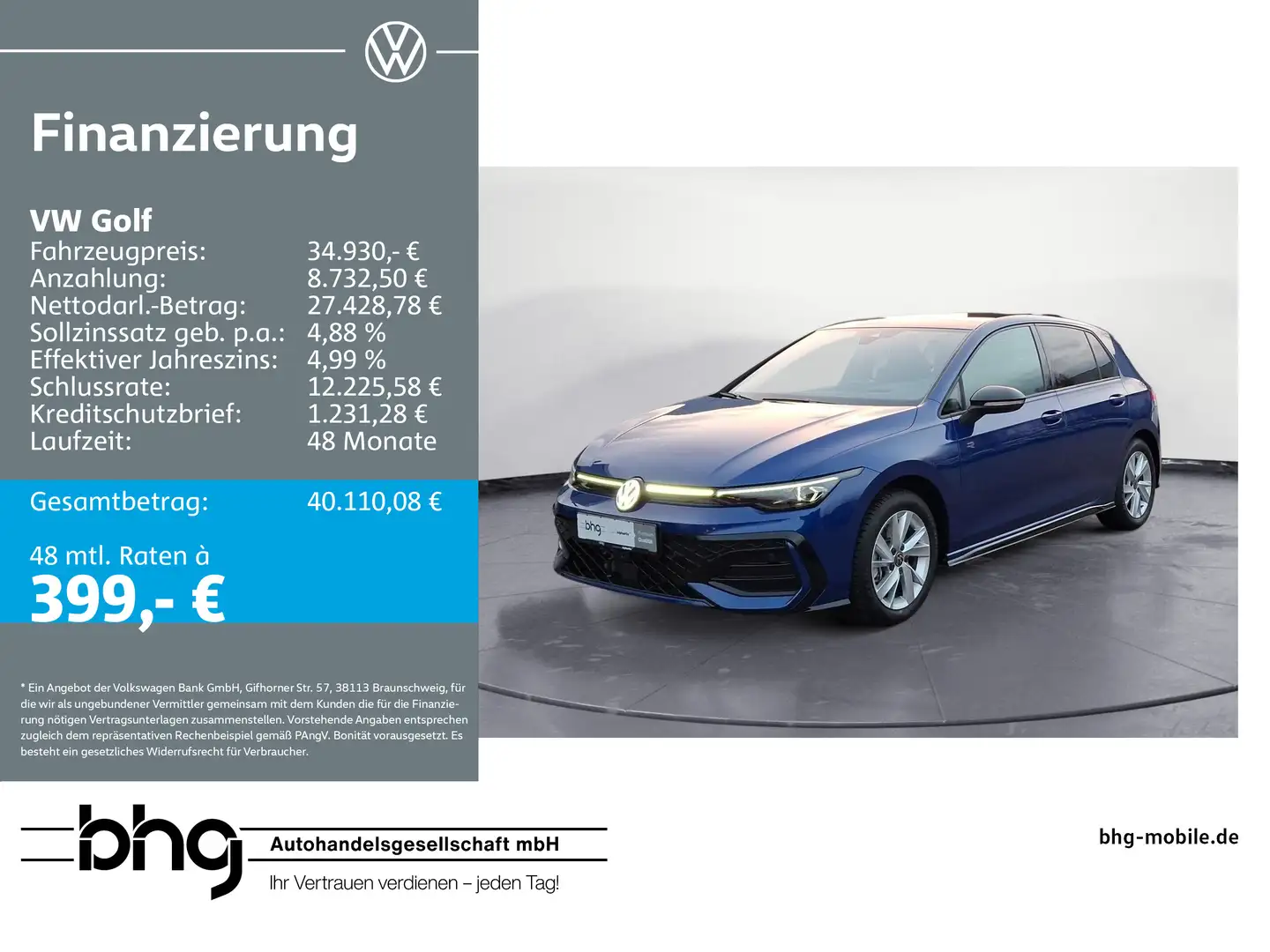 Volkswagen Golf R-Line 1,5 eTSI OPF DSG Blau - 1