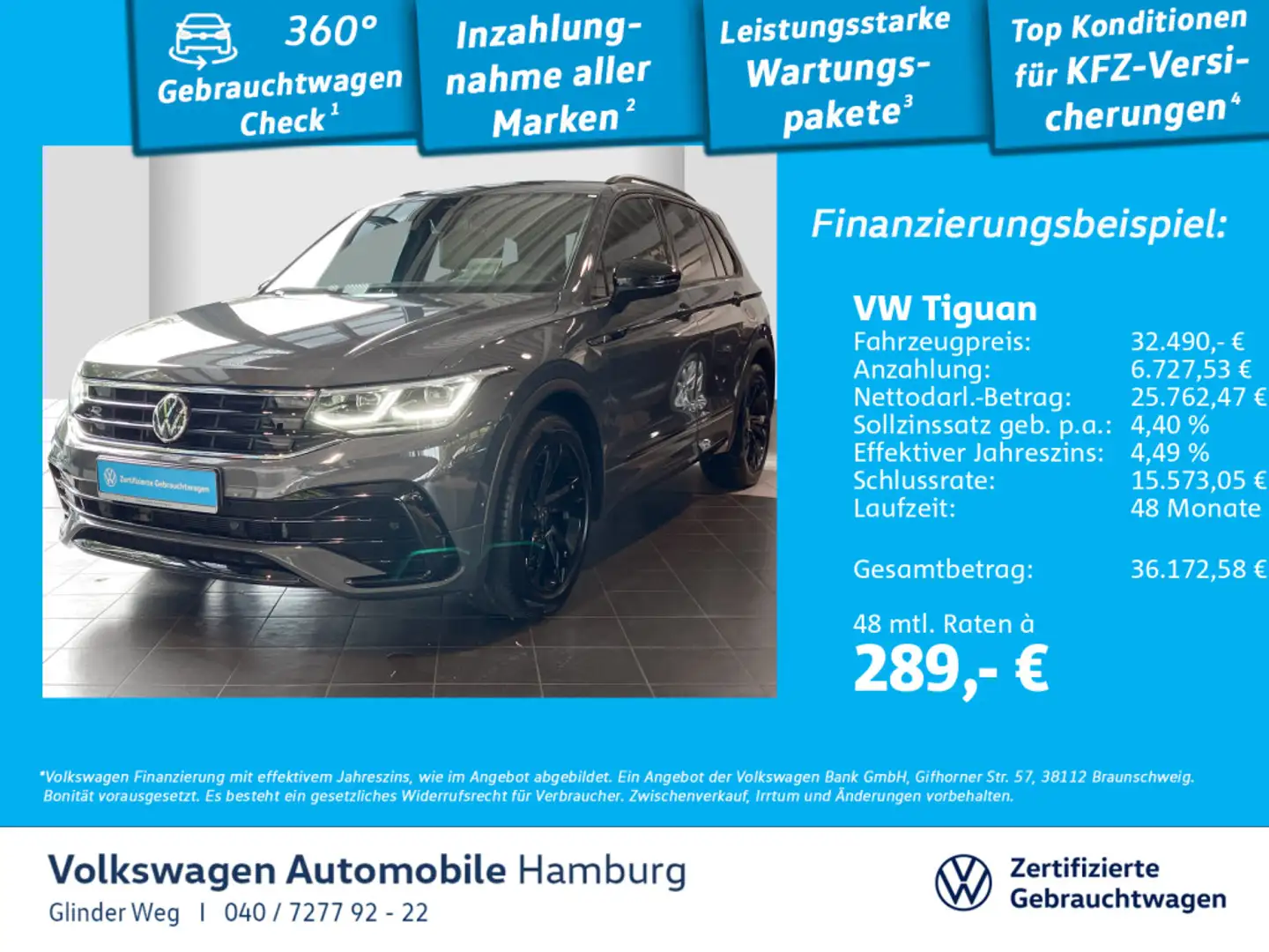 Volkswagen Tiguan 1.5 TSI R-Line DSG  AHK Navi Park Assist Grau - 1