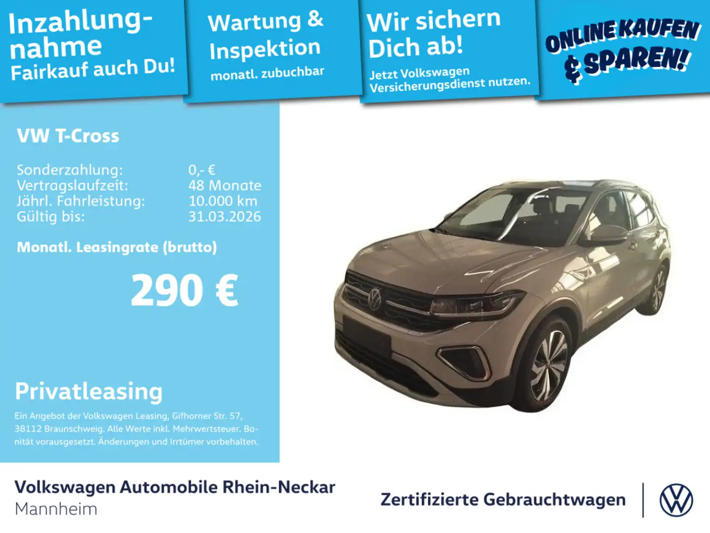 Volkswagen T-Cross 1.0 TSI Style DSG GAR2029 Navi PDC LED u Grau - 1