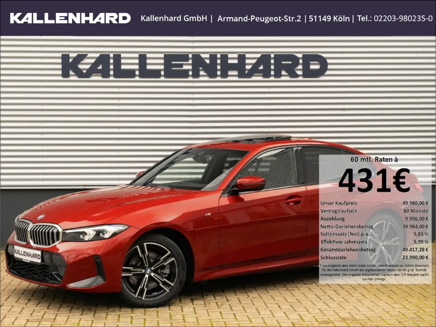 BMW 330 e M Sport-LCI2-Schiebedach-AHK-Hifi-0,5% Rot - 1