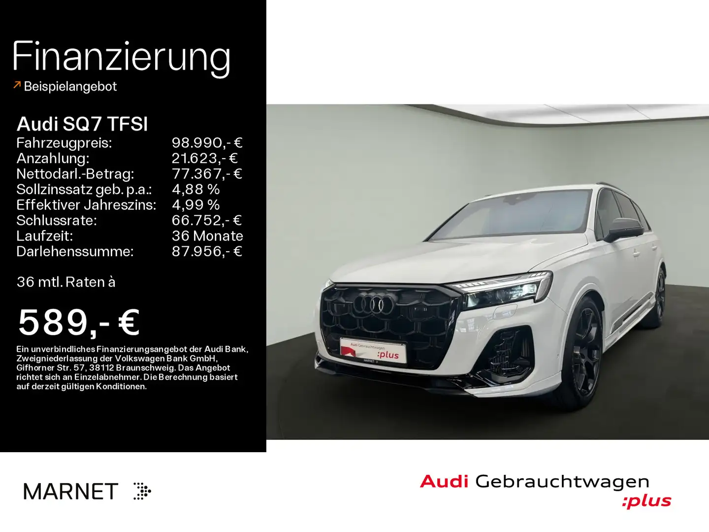 Audi SQ7 *Navi*Matrix*Alu*HUD*AHK*PDC*Pano*Virtua Weiß - 1