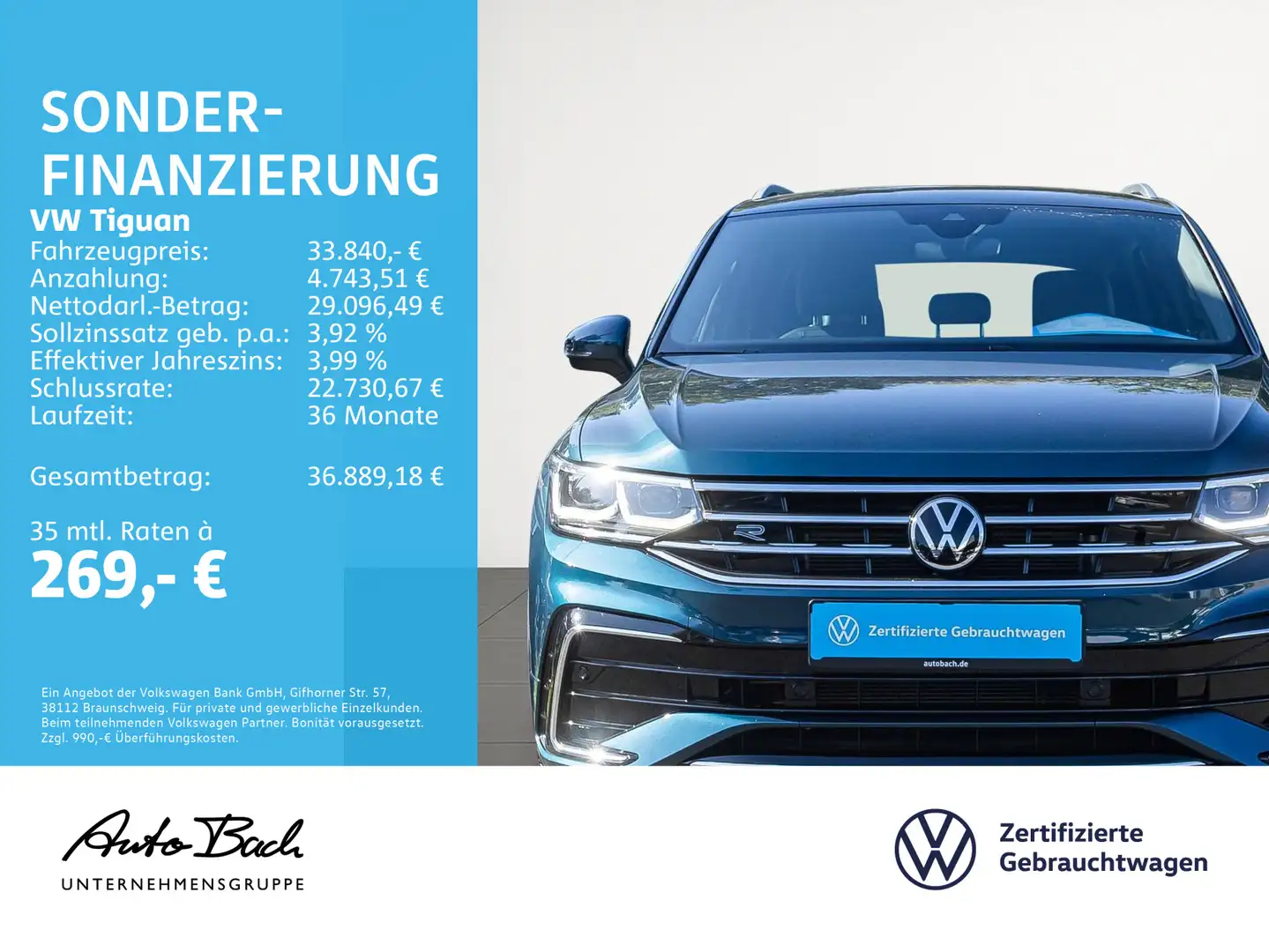Volkswagen Tiguan 2.0 TSI DSG R-Line, Navi, LED-Matrix, Sou Blau - 2