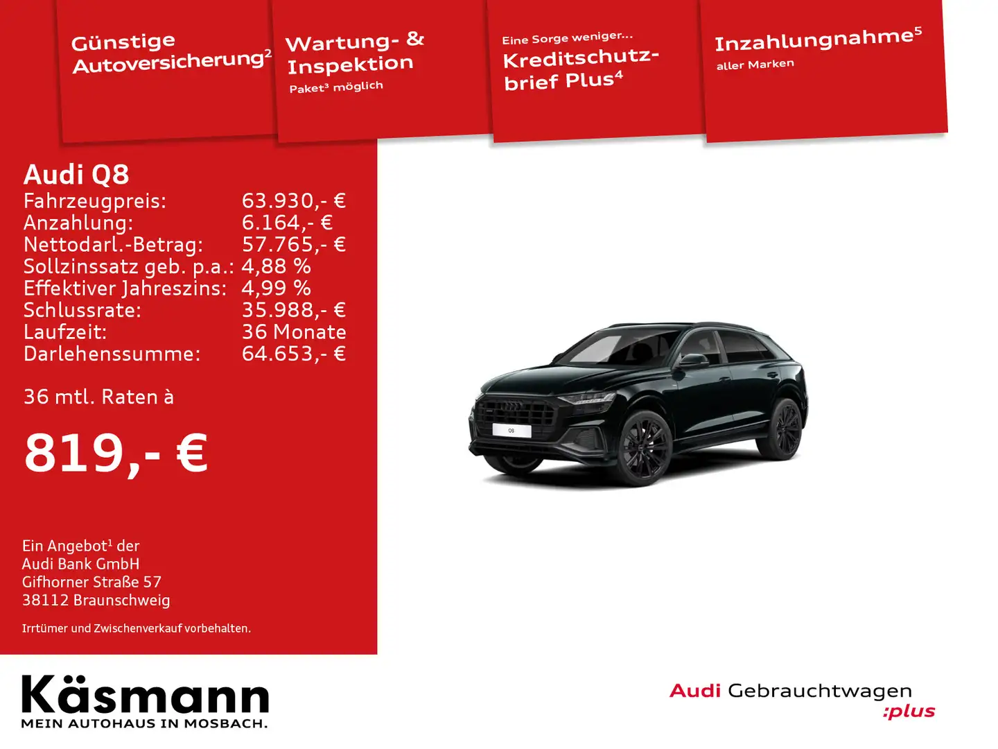 Audi Q8 50TDI quattro 2xS line MATRIX 360° ALLRADLENK Schwarz - 1