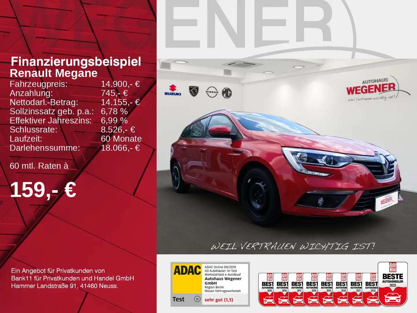 Renault Megane MEGANE TCe 140 1.3 Grandtour Navi App PDC Temp. Rojo - 2