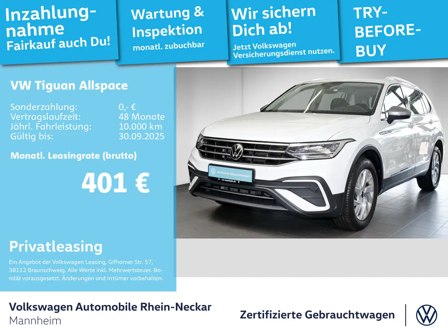 Volkswagen Tiguan Allspace 2.0 TDI Life DSG Navi AHK Pano u Weiß - 1
