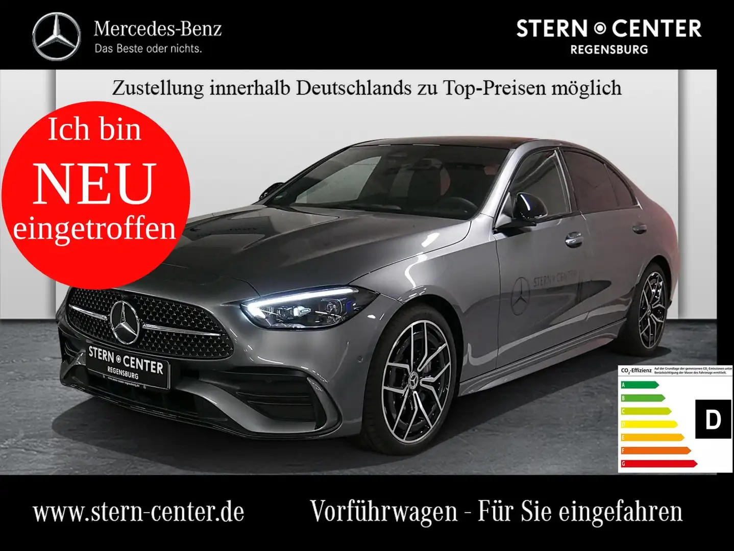 Mercedes-Benz C 220 d AMG MBUX SHD LED AHK 360 Night Cam Totw Grau - 1