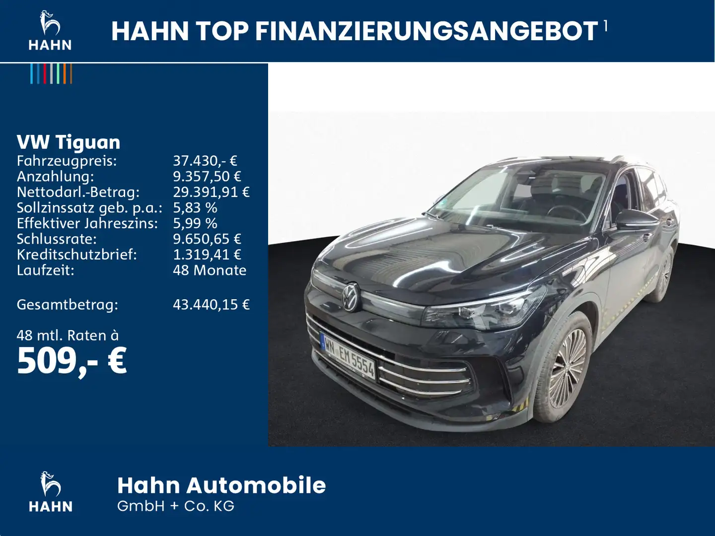 Volkswagen Tiguan 1.5 eTSI DSG Elegance Matrix AHK Navi CAM Schwarz - 2
