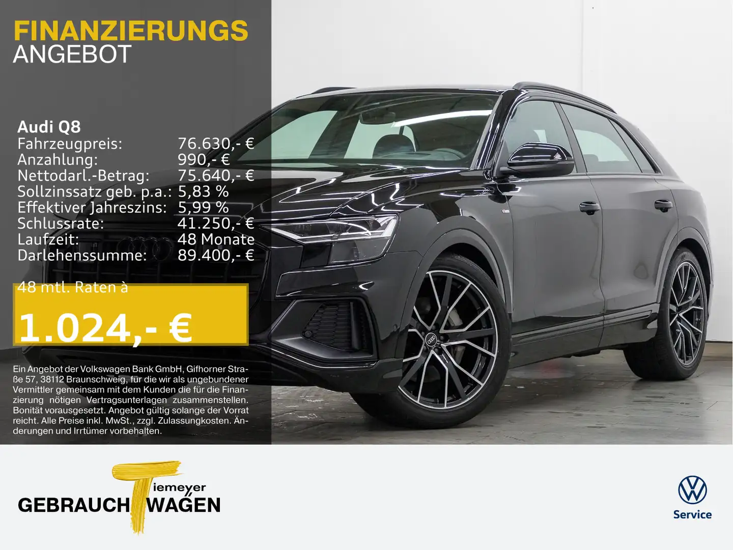 Audi Q8 50 TDI Q S LINE LM22 MASSAGE ASSIST AHK Schwarz - 1