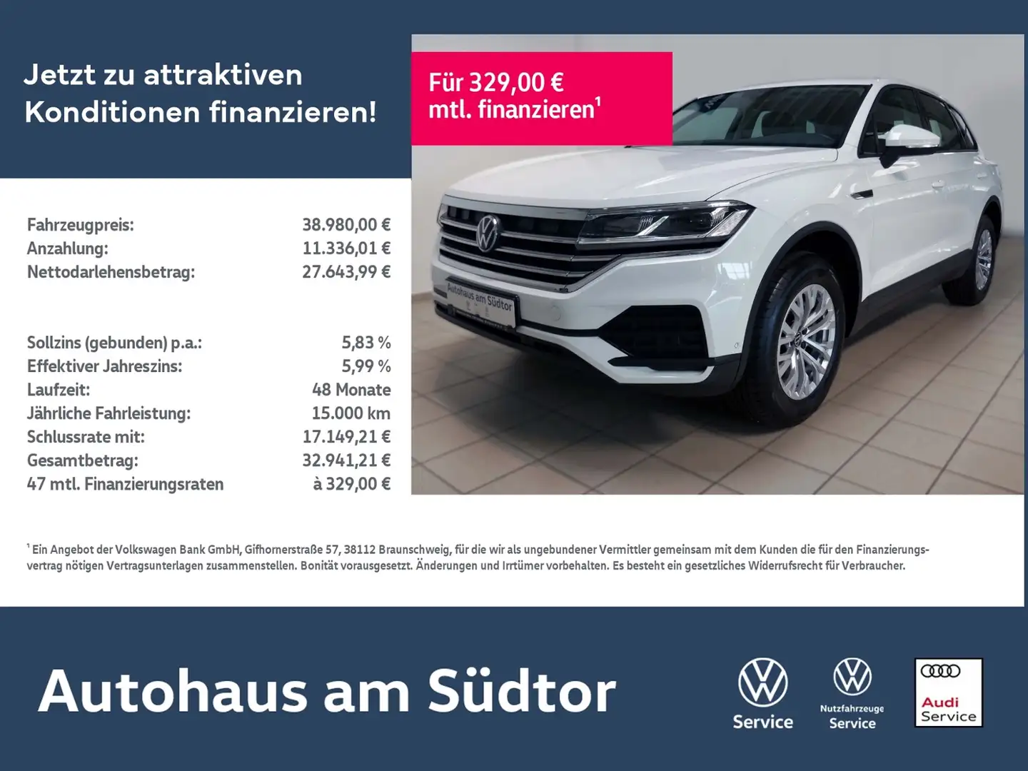 Volkswagen Touareg 3.0 TDI V6 4MOTION | LED RFK ACC Navi Weiß - 1