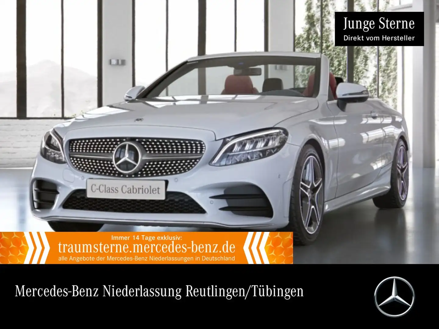 Mercedes-Benz C 180 Cabrio AMG+360+AHK+LED+FAHRASS+KEYLESS+9G Weiß - 1