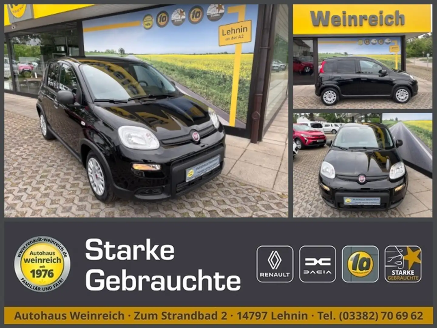 Fiat Panda mit Klima, Bluetooth & Allwetter Klima Schwarz - 1