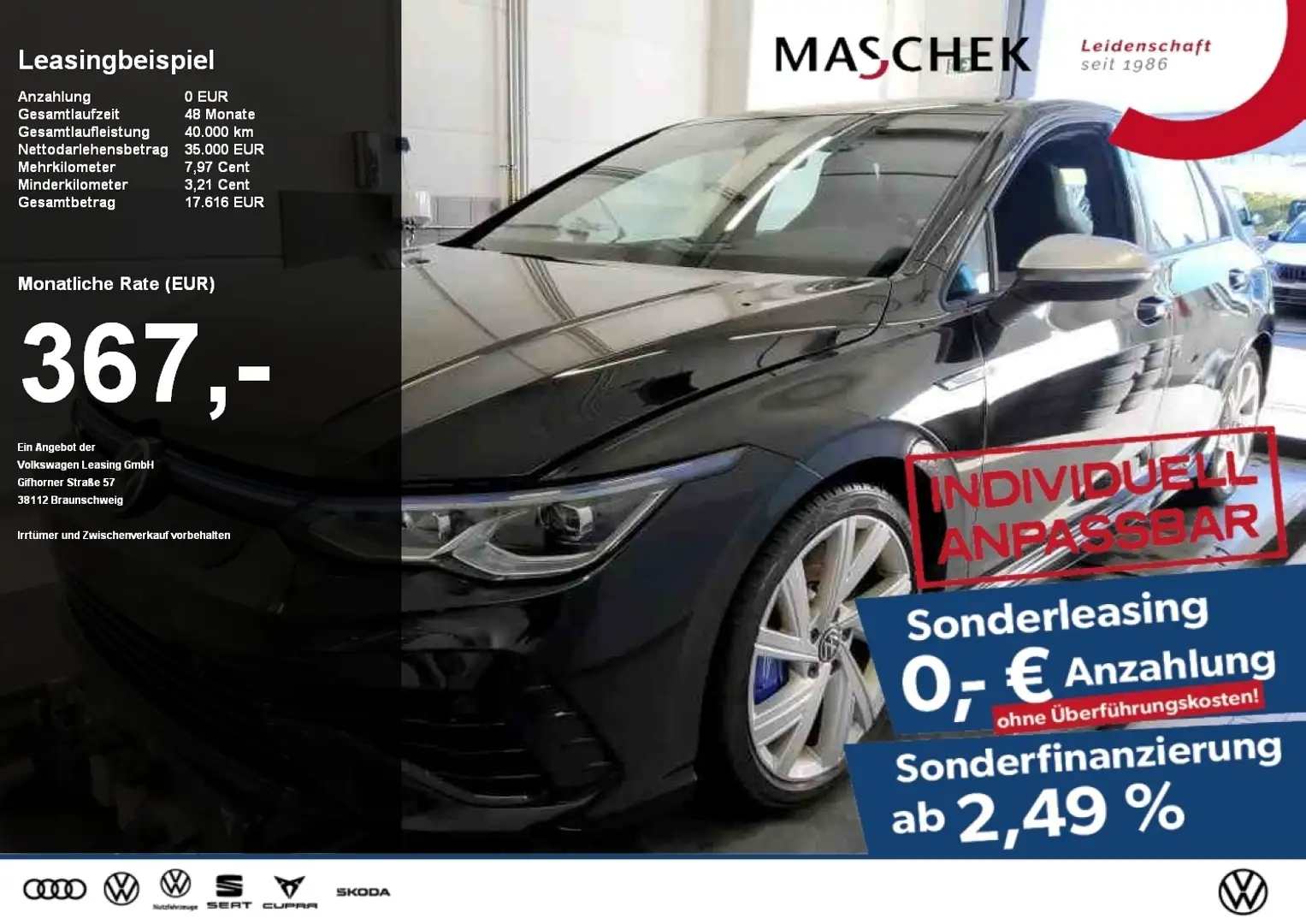 Volkswagen Golf R 2.0 TSI DSG 4M Sonderleasing! Sitzh DAB Schwarz - 1