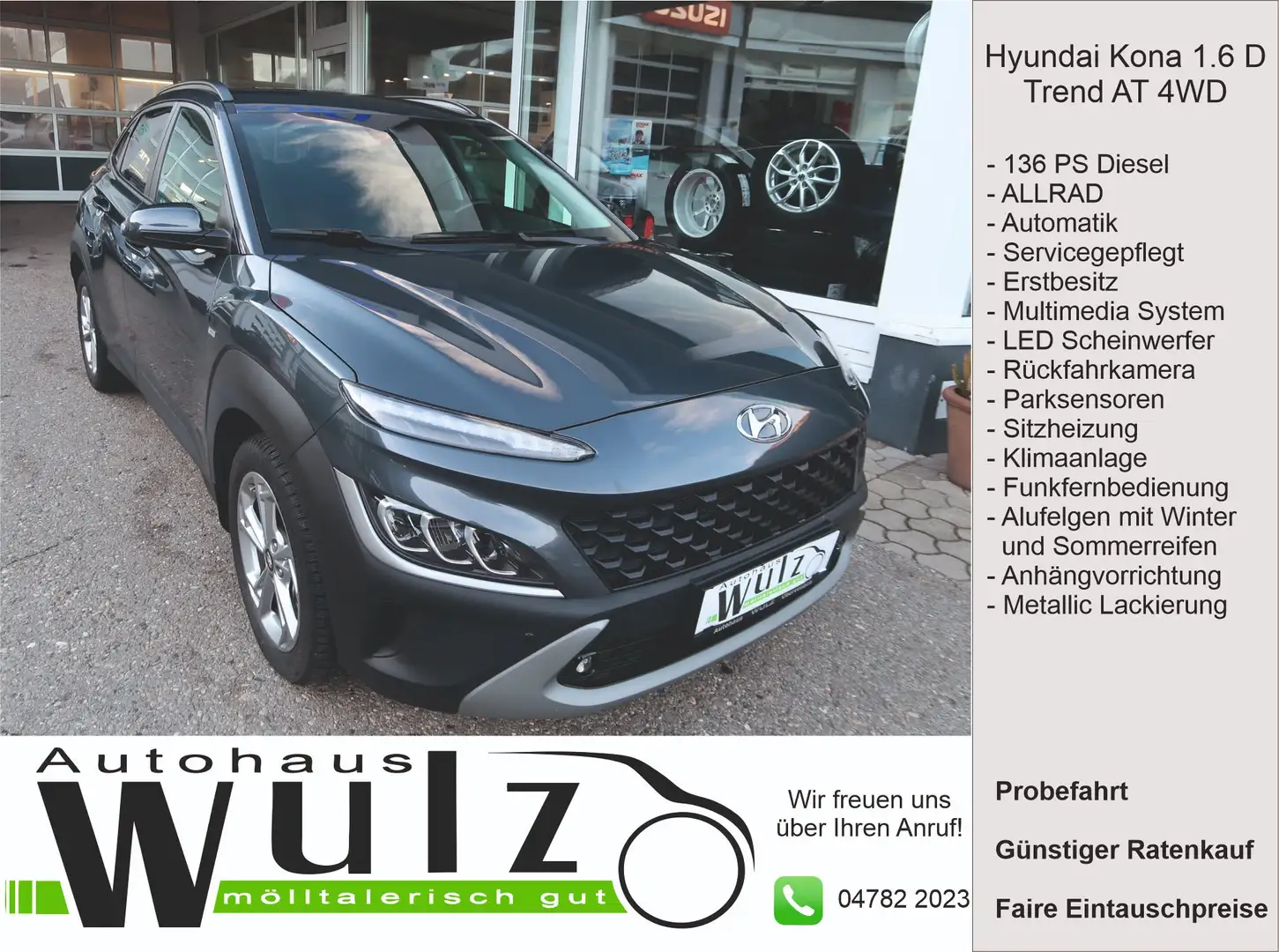 Hyundai KONA 1,6 CRDi 48V 4WD Trend Automatik Gris - 1