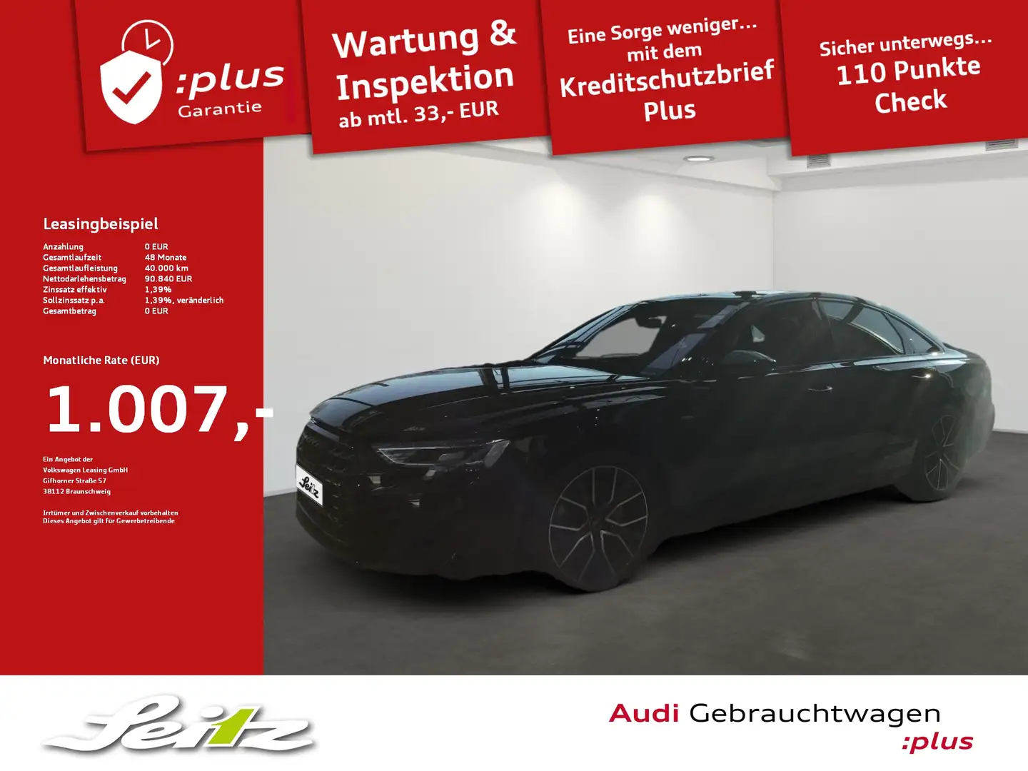 Audi A8 50 TDI quattro *HEAD-UP*PANO*STANDH* Schwarz - 1