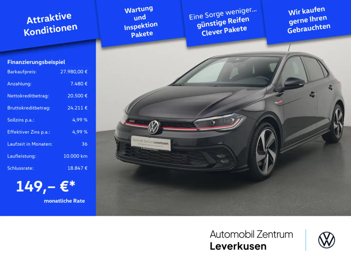 Volkswagen Polo GTI DSG VIRT SHZ PDC PORT NAVI MATRIX ACC Schwarz - 1