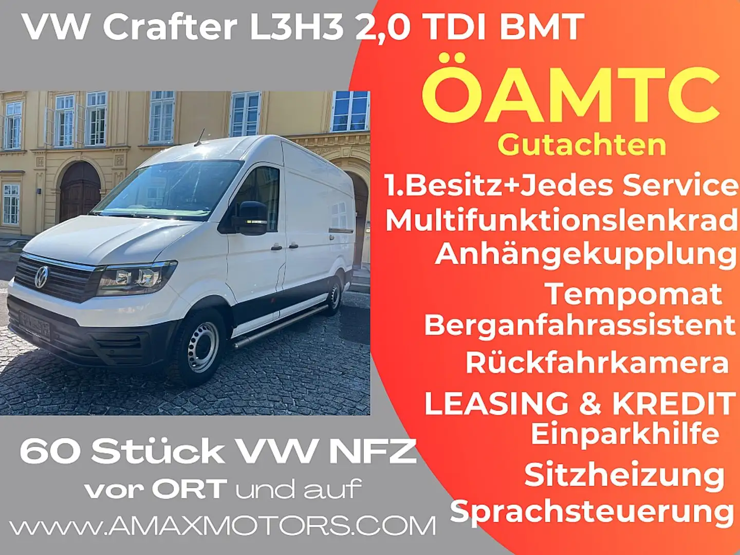 Volkswagen Crafter Crafter 35 Kasten L3H3 Automatik, AHK ! li u. r... Bianco - 1