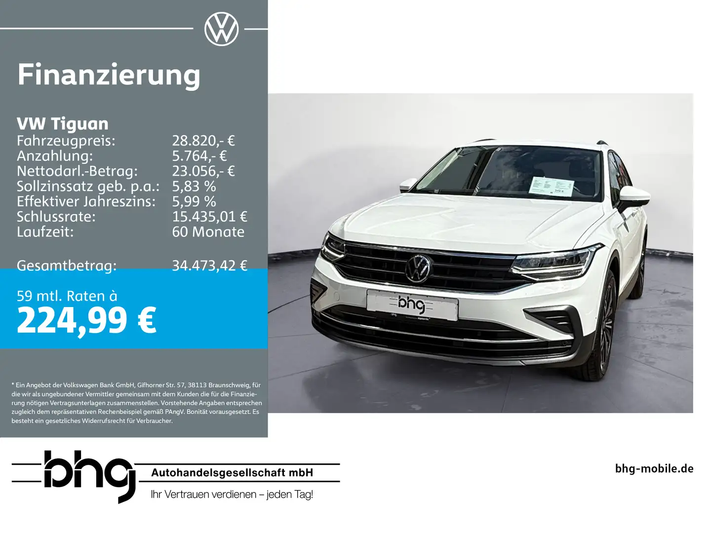 Volkswagen Tiguan 1.5 TSI DSG Life, AHK, AppConnect, Rückfa Blanc - 1