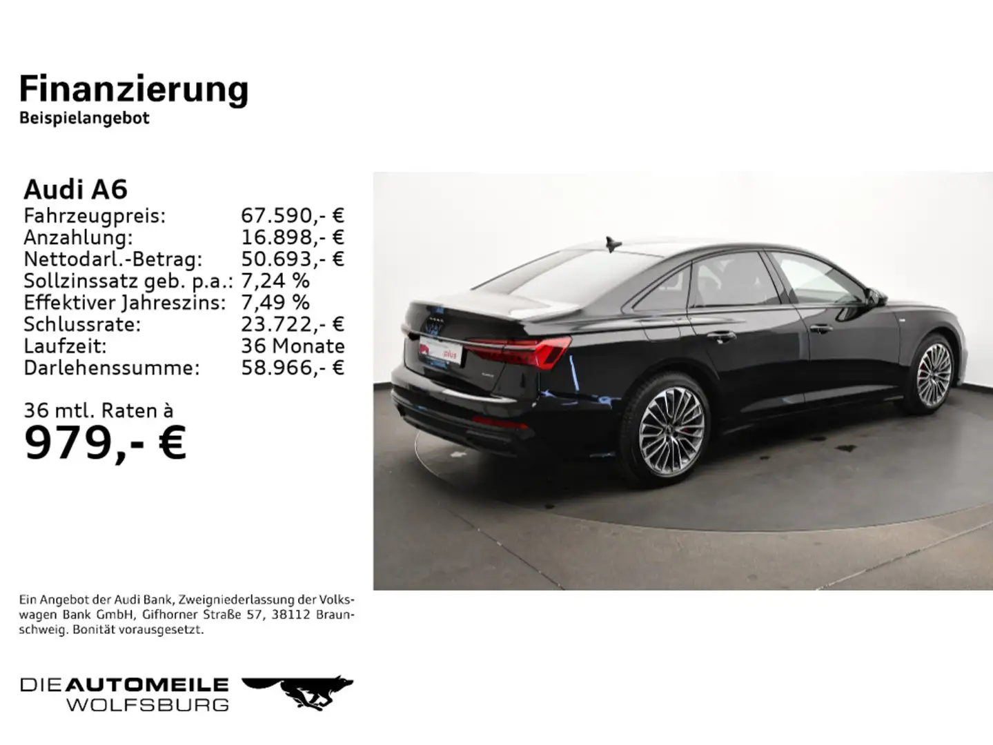 Audi A6 55 eTFSI quattro S tronic sport S-Line/Matrix Schwarz - 2